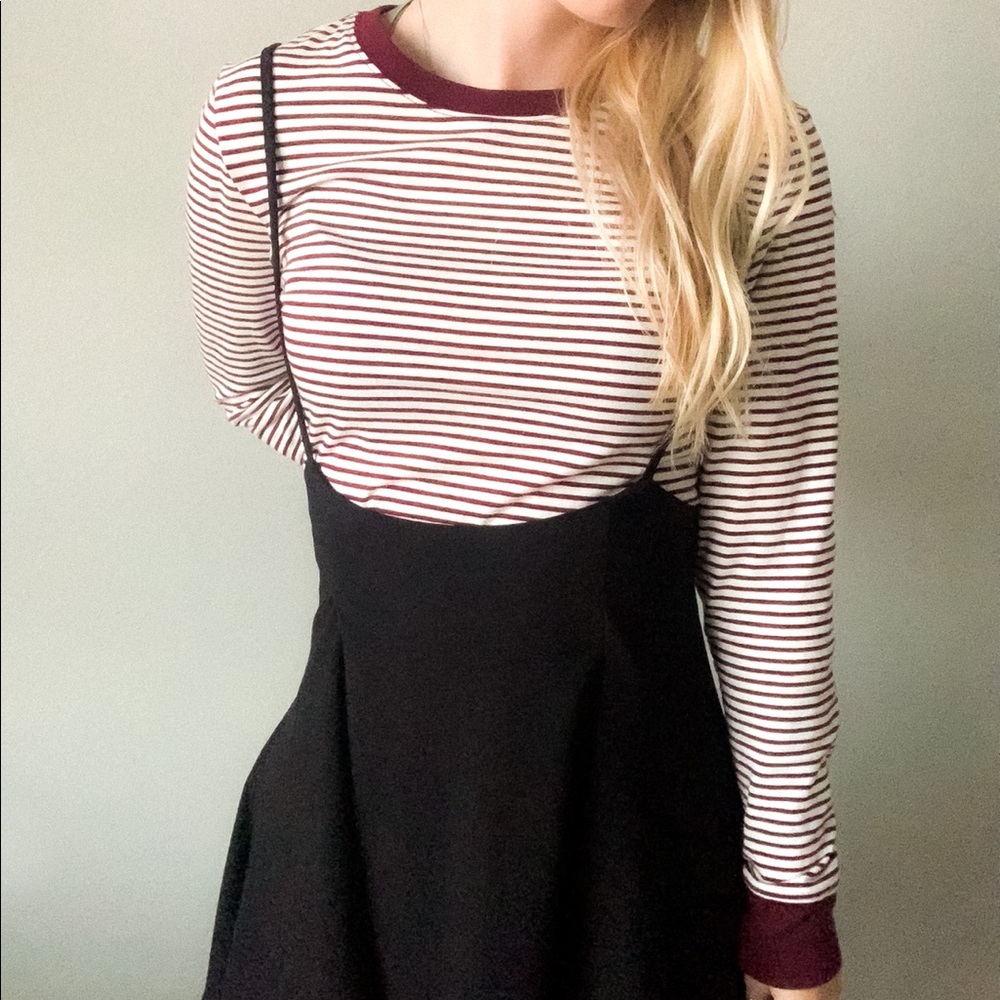 Forever 21 Striped Dark Red Long Sleeve Shirt